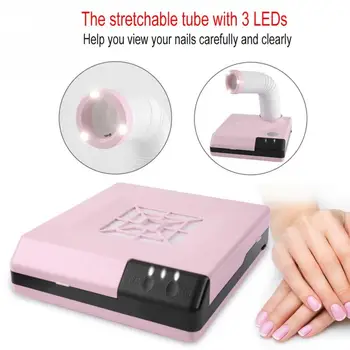 

Professional 60W Strong Nail Suction Dust Remover Collector Strechable tube with 3 Led Manicure Vacuum Cleaner Tool