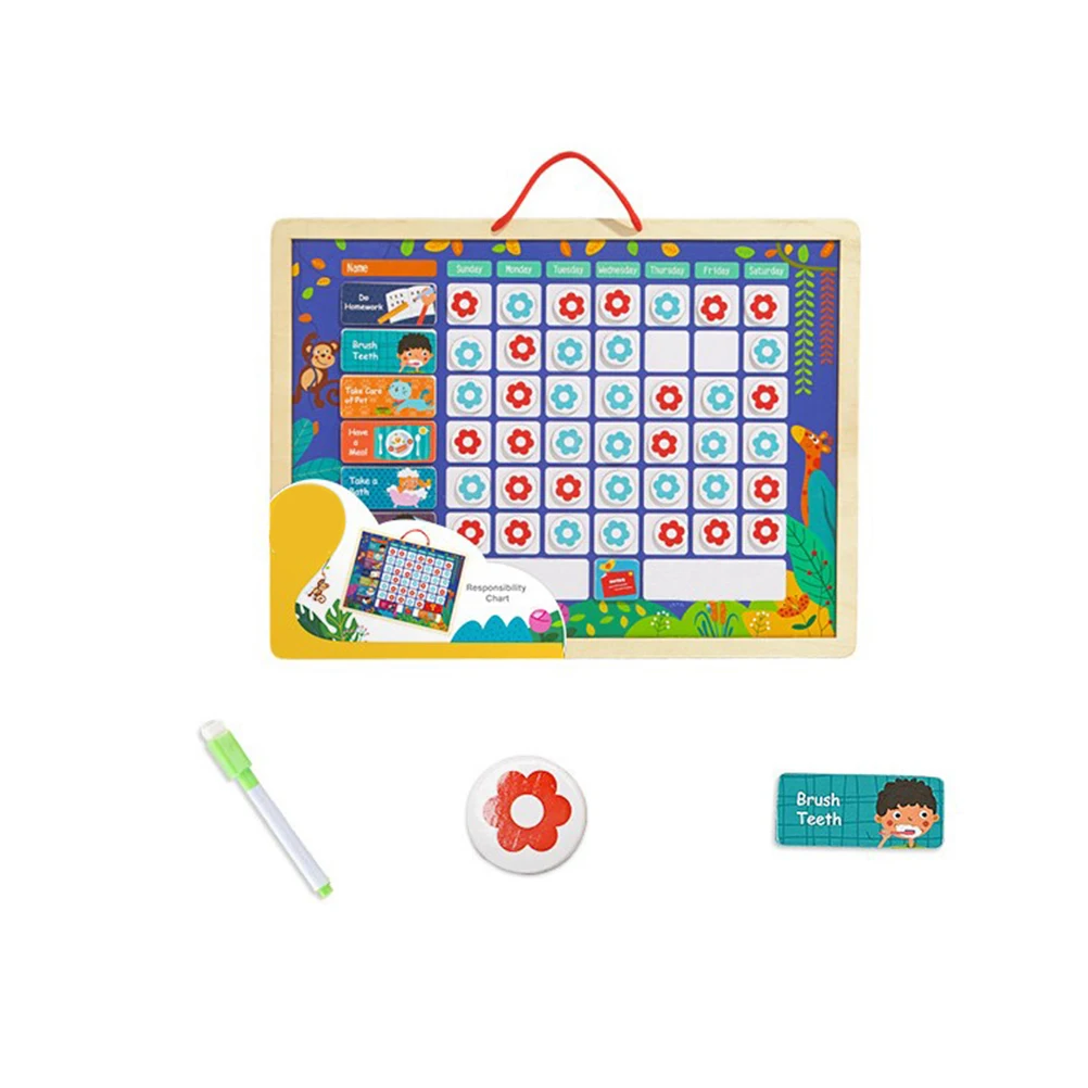 

1pc Responsibility Chart Calendar Time Toys Educational Magnetic Reward Toy Behavior Record Board Playboard for Children Kids