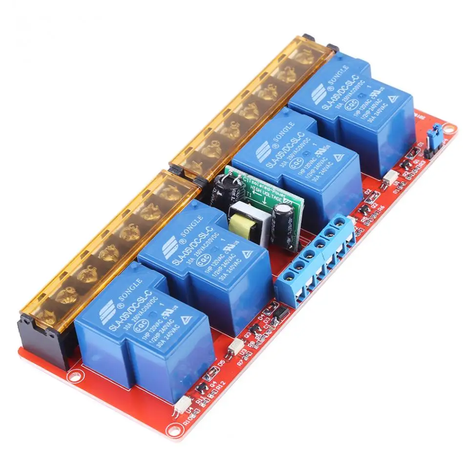 AC 100 250V 30A 4 Канальный Релейный Высокий/Низкий уровень триггера модуль