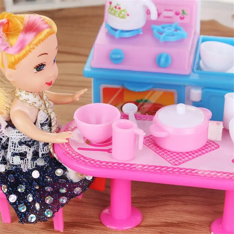 

Children Girls Doll House Simulation Plastic Kitchen Play Food Toys Pretend Miniature Cooking Toys Kids Play House Toy Kit Set