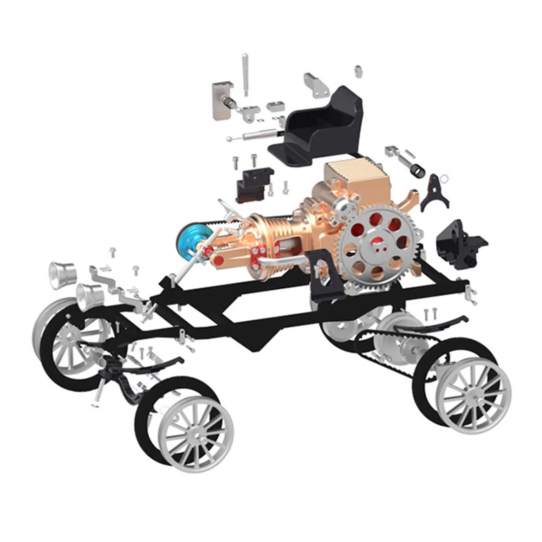 

Creative All-Metal Single-Cylinder Engine High Challenge Simulation Mini Car Assembly Model Toy Gift Set For Adult Science Tools