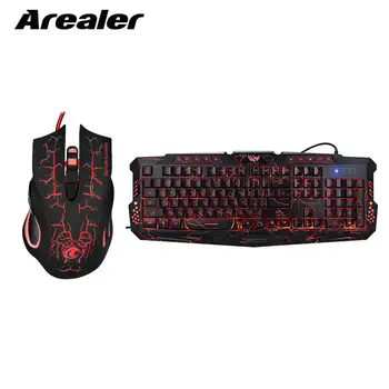 

Russia English Keyboard Mouse Combo Colorful Adjustable LED Color Backlit Ergonomic Gaming Keyboard with Mouse Set for Gaming