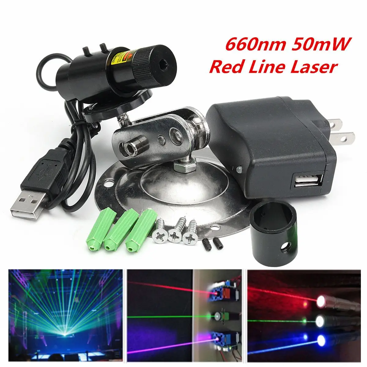 

660nm 50mW Red Line Laser Module Red Laser Line Module Locator Focusable for Wood Cutting Sawmill