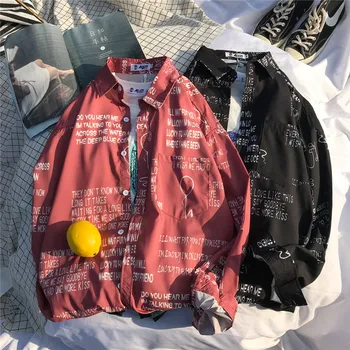 

Spring New Shirt Men Fashion Printing Breathable Casual Shirt Man Streetwear Trend Wild Loose Long-sleeved Shirt Male Clothes