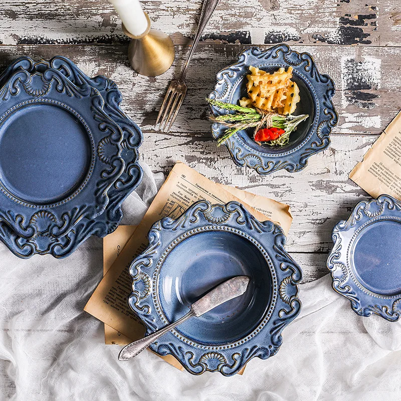 LEKOCH благодарности и отзывы креативная керамическая посуда тарелка Западная еда тарелка салат суп чаша тиснением jun ротанга