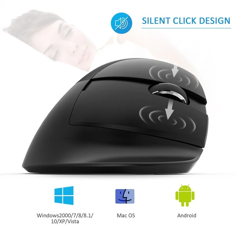 Najtaniej Delux M618 Mini Bluetooth 4.0 + 2.4GHz podwójny tryb bezprzewodowa mysz 2400 DPI ergonomiczny akumulator Silent click mysz pionowa na PC