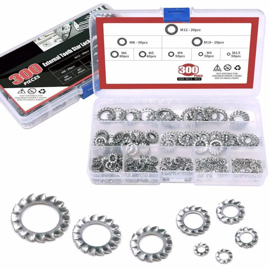 50 Piece Assortment Genuine Stainless Steel Starlock Washers Metric