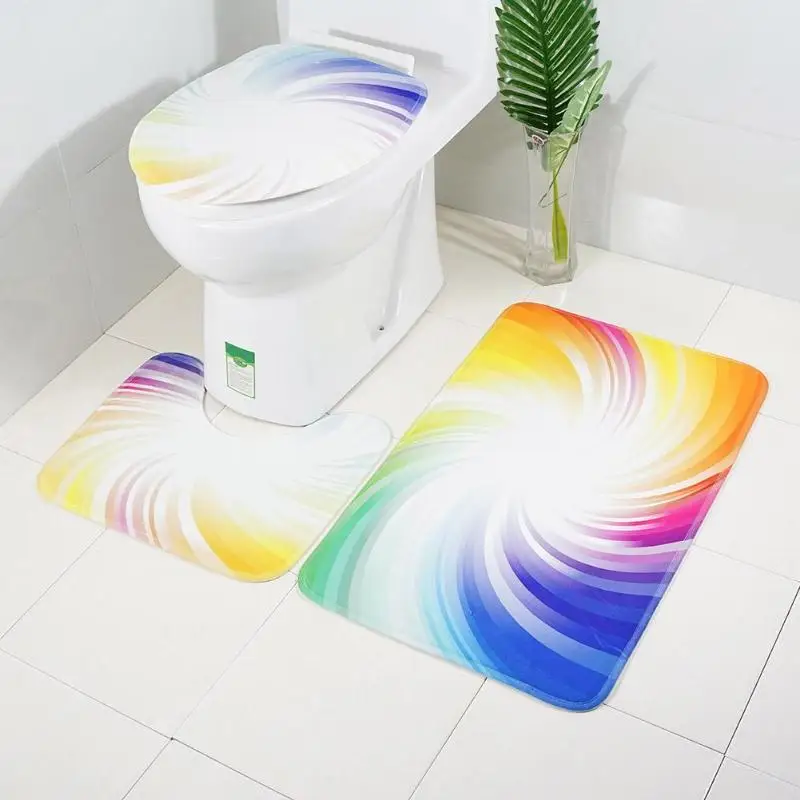 3pcs/set Colorful Light Printed Non Slip Water Absorb Rugs Carpet Bath