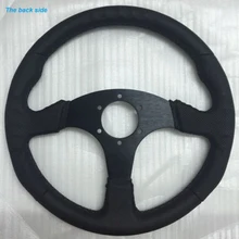 14350mm Black Leather Flat Style Steering Wheel For Racing OMP Drift Rally New