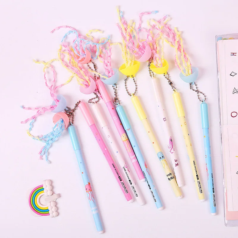 

1PC Cute Pens Jellyfish Neutral Pens 0.5mm Kawaii Pendant Gel Pens For Writing Office School Supplie Kids Girls GiftStationery
