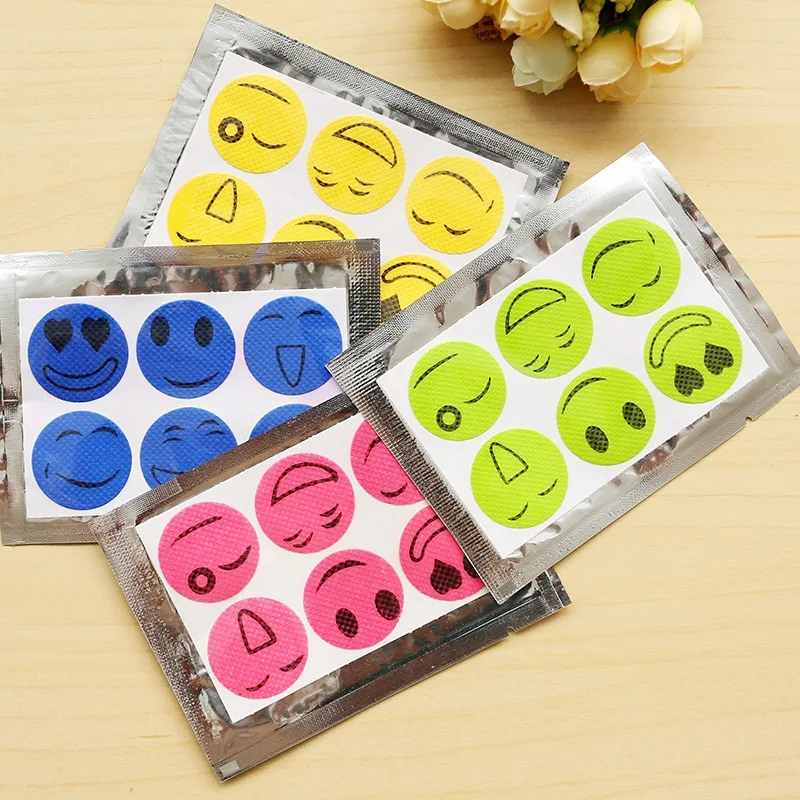 60pcs/bag Mosquito Stickers DIY Mosquito Repellent Stickers Patches Cartoon Smiling Face Drive Repeller