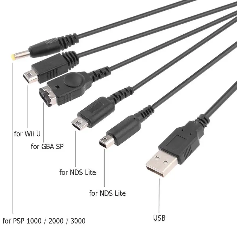 5 в 1 USB зарядное устройство кабель для зарядки 1,2 м Шнуры Провода для Kind NEW 3DS XL NDSLite NDSI LL WII U GBA psp