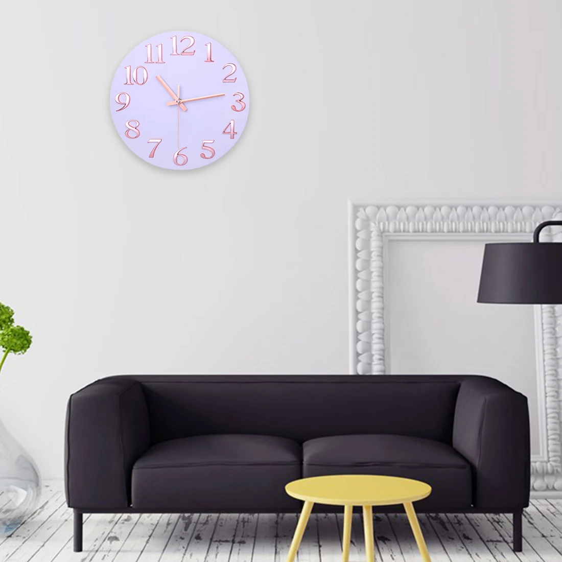 

Simple Stereo Numbers Mute Clock Silent Wall Clock for Home Decor - White + Rose Gold Arabic Numerals