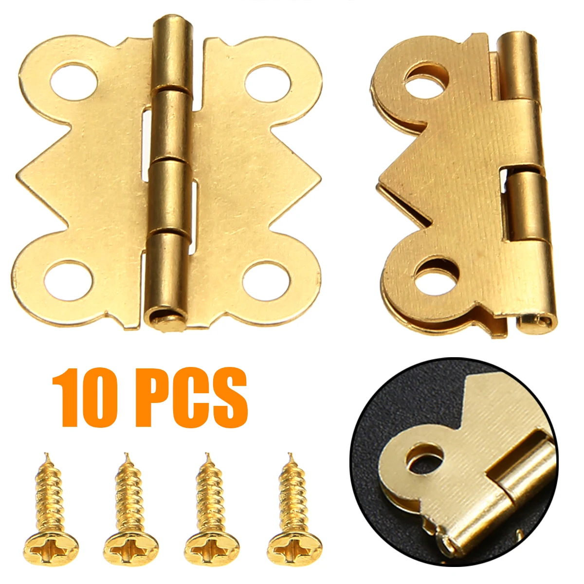 Mayitr 10 piezas de mariposa de hierro bisagras de la puerta del cajón del Gabinete de la joyería caja de regalo con tornillos, herramientas de Hardware