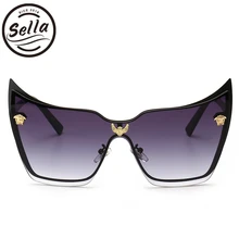 Sella, модные женские и мужские негабаритные солнцезащитные очки Cateye, фирменный дизайн, сплав, оправа, градиентные линзы, летние крутые солнцезащитные очки