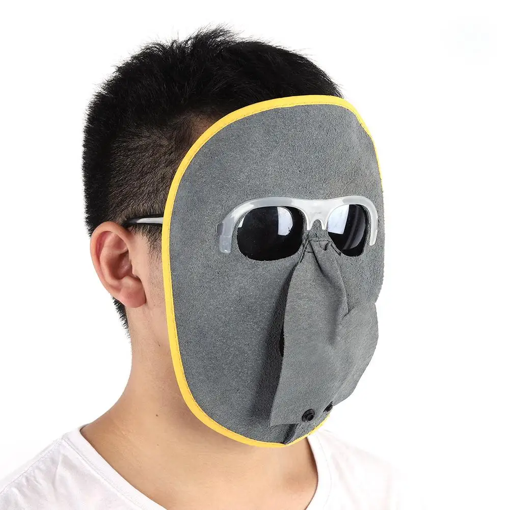 

Cow Leather Head Welding Mask Protective Helmet Welder with ATC Polarized Glasses Weldding Tools