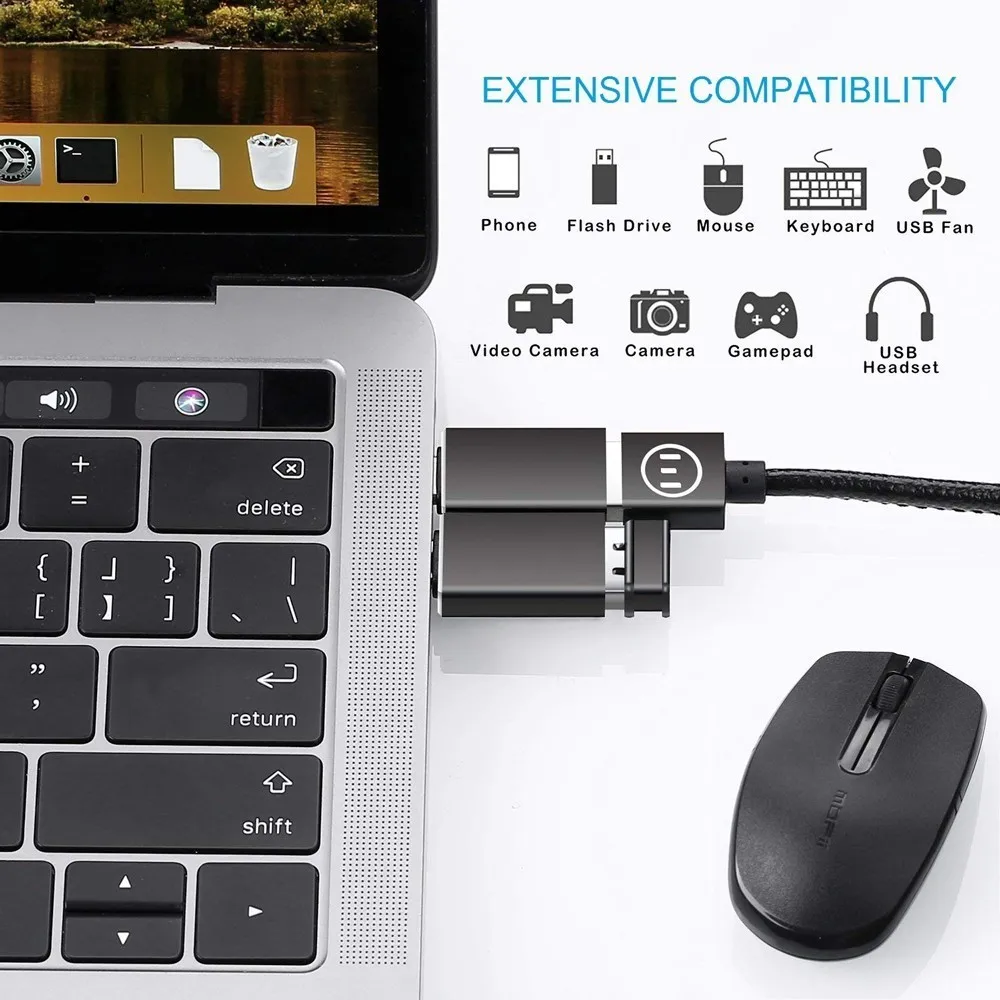 Usb type C адаптер Thunderbolt 3 к USB 3,0 OTG конвертер алюминиевый для MacBook Pro samsung Note 8 S8 Google Pixel 2 XL