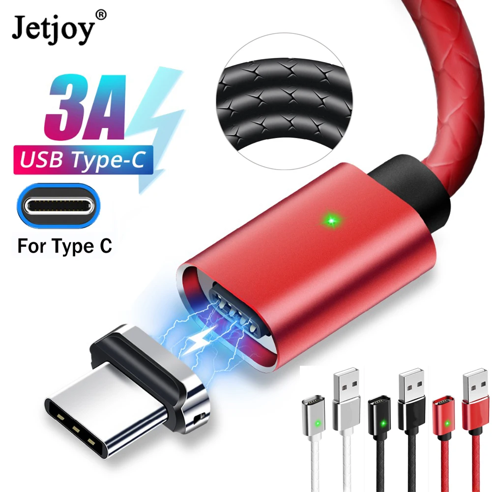 

Jetjoy Type C Magnetic Cable USB C 3A Fast Charger Phone Lead Cord For Samsung S8 S9 LG Xiaomi For Huawei Mate 20 Pro P20