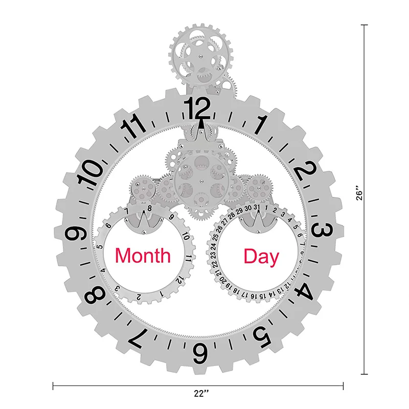 DIY большие кварцевые механические настенные часы Механические шестеренные элементы декоративные современные стимпанк большой месяц/дата/час колесо настенные часы