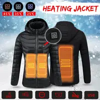 Для женщин с подогревом ткань Отопление куртка зимняя термальность Теплый капюшоном одежда USB постоянная температура водонепроница