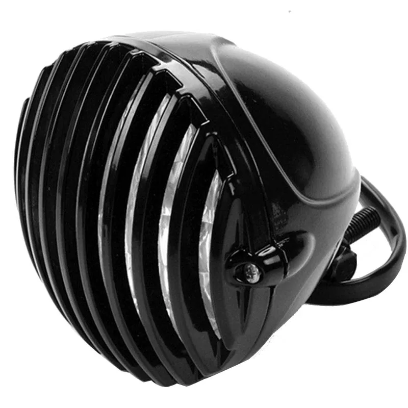  5inch Motorcycle LED Finned Grill Headlight for Cafe Racer Bobber XS650 CB750 - 32863561686