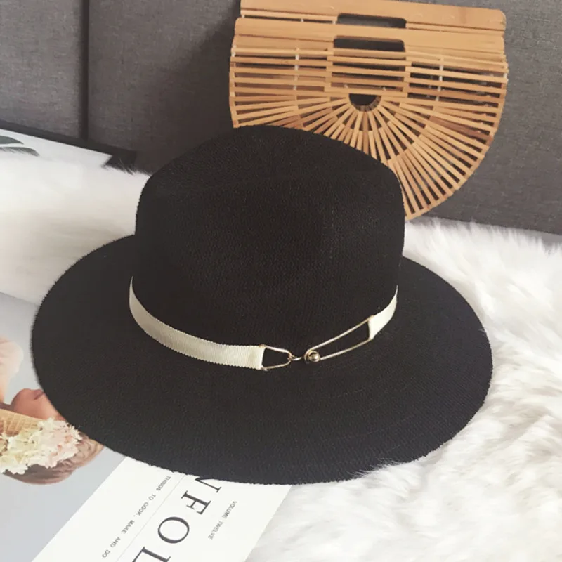 [Super Seabob] весенне-летняя Женская стильная новая черная плоская состыкованная лента, складная шапка для рабака солнца, универсальная LI982