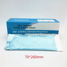 200 шт 70*260 мм Одноразовые Зубные самозапечатывающийся автоклав для пакетов для стерилизации медицинская бумага упаковочная лаборатории татуировки сумка для хранения инструментов