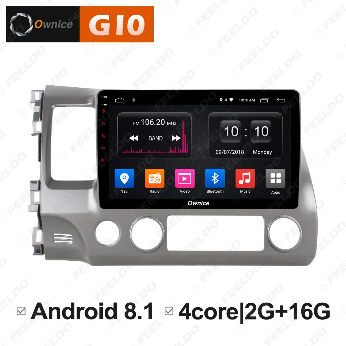 Best FEELDO  10.1" 2.5D Nano IPS Screen Android 6.0 Octa Core/DDR3 2G/32G/4G LTE Car Media Player For  Civic 2004-2009 (Civic 8) 1