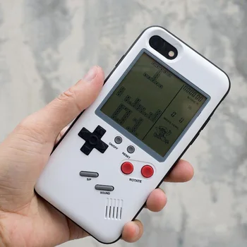 

50PCS/Lot Hot Sale Tetris Game Phone Case for iPhone X 8 7 Plus Handheld Play Back Cover Retro Game Console