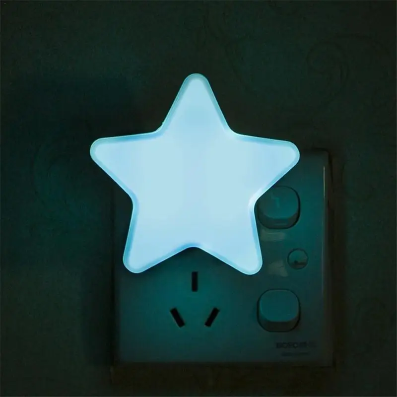 4 Color Star Auto Sensor Lighting Mini LED Night Light EU/US Plug Night Lamp Children Bedroom Baby Sleeping Bedside Lamp