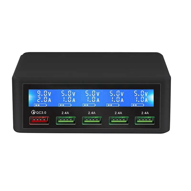 

50W Quick Qc 3.0 Charge 5 Port Smart Lcd Usb Charger Adapter Station Fast Charger Wall(Eu Plug)
