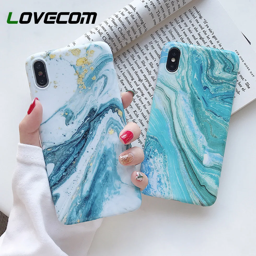 

LOVECOM Granite Marble Texture Cases For iPhone 11 Pro Max XS Max XR XS X 6 6S 7 8 Plus Soft IMD Full Body Phone Back Cover Coque Gifts