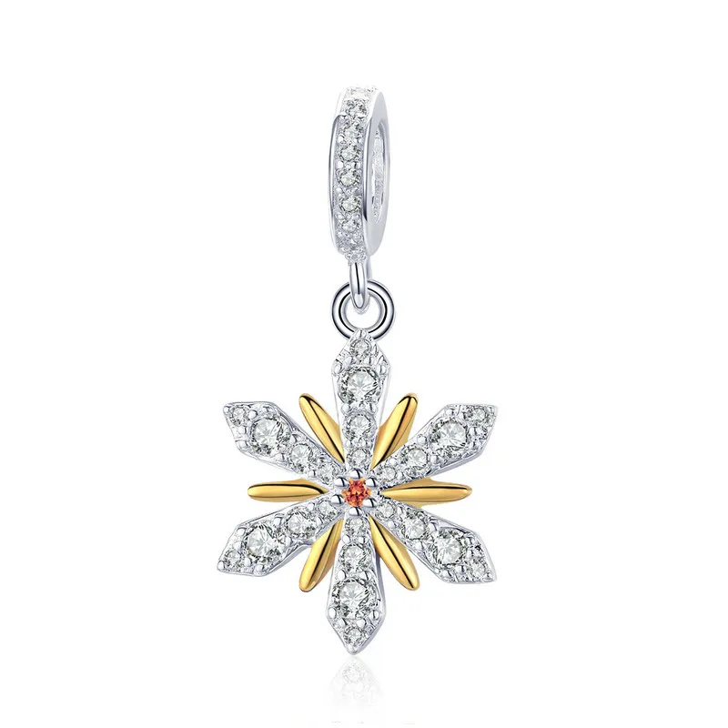 

MOWIMO Hot Sale 925 Sterling Silver Flower Charm Snowflake Bead Fit Original Pandora Bracelets Pendant DIY Jewelry Making BKC977
