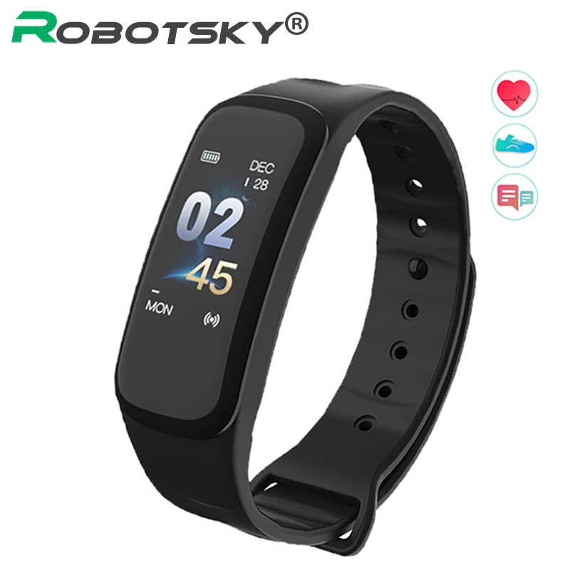 

Robotsky C1Plus Color Screen Smart Band Heart Rate Monitor Blood Pressure Smart Bracelet Fitness Tracker Sport For Android IOS
