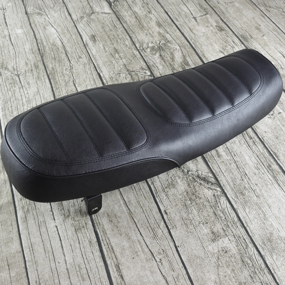 

Mayitr 1pc Motorcycle Flat brat styling Vintage Cafe Racer Seat Black Soft Leatherette Retro Saddle For U 200 250