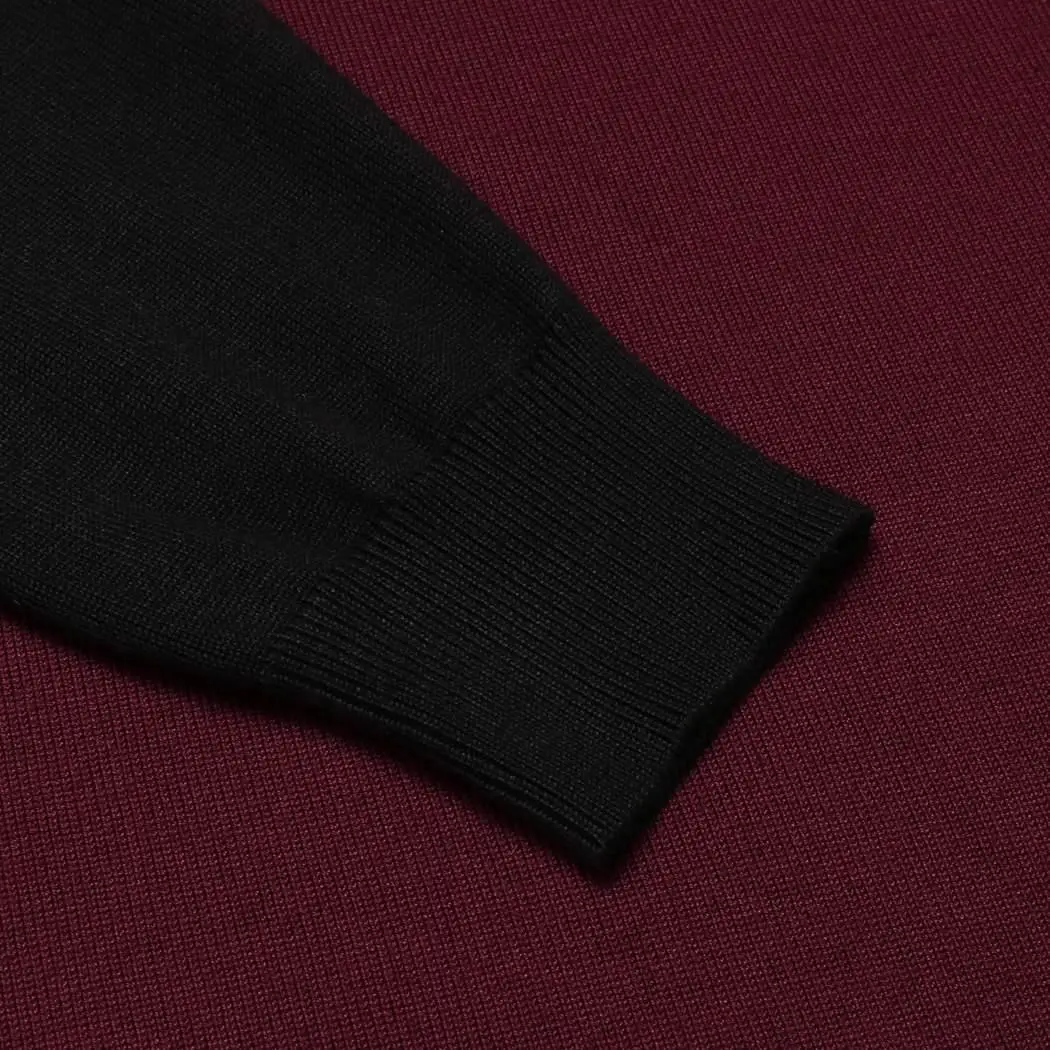 Для мужчин с О образным вырезом длинными рукавами в стиле пэчворк Slim Fit
