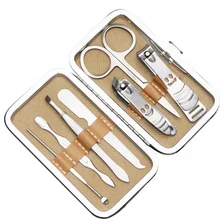 100 комплекты 7 шт./компл. лак для ногтей комплект для стрижки, уход за ногтями Набор, педикюр, ножницы, пинцет, Ножи для бровей, ушным пинцетом, практичный набор маникюрных инструментов