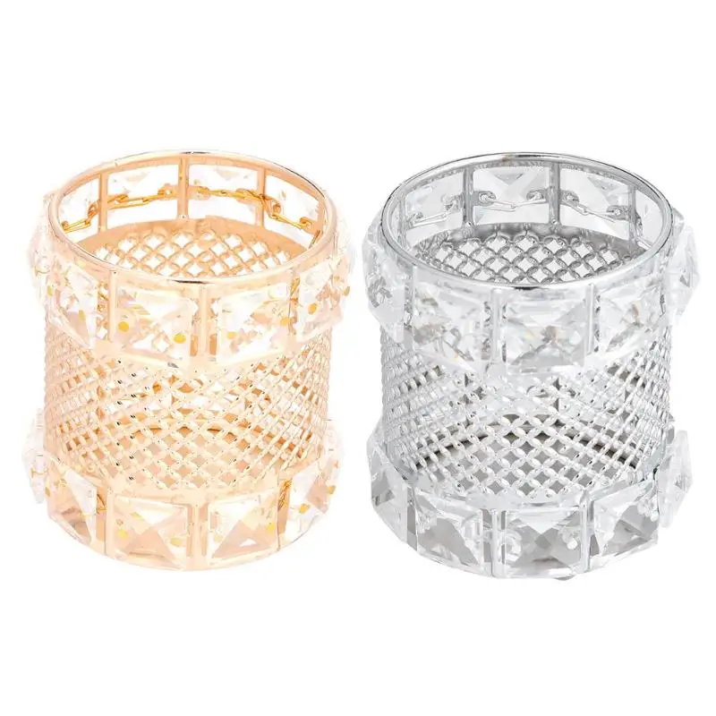 

Europe Metal Makeup Brush Crystal Storage Tube Eyebrow Pencil Makeup Organizer Bead Jewelry Storage Container Box