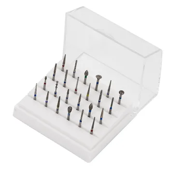 

24 Holes Teeth Care Dental Burs Holder + Dental Diamond Burs Drill High Speed Block Alloy Autoclavable Box