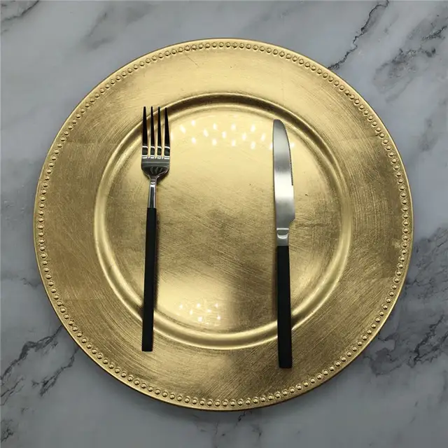 Online Shop Nordic Gold Charger Plastic Plates Pearl Tray