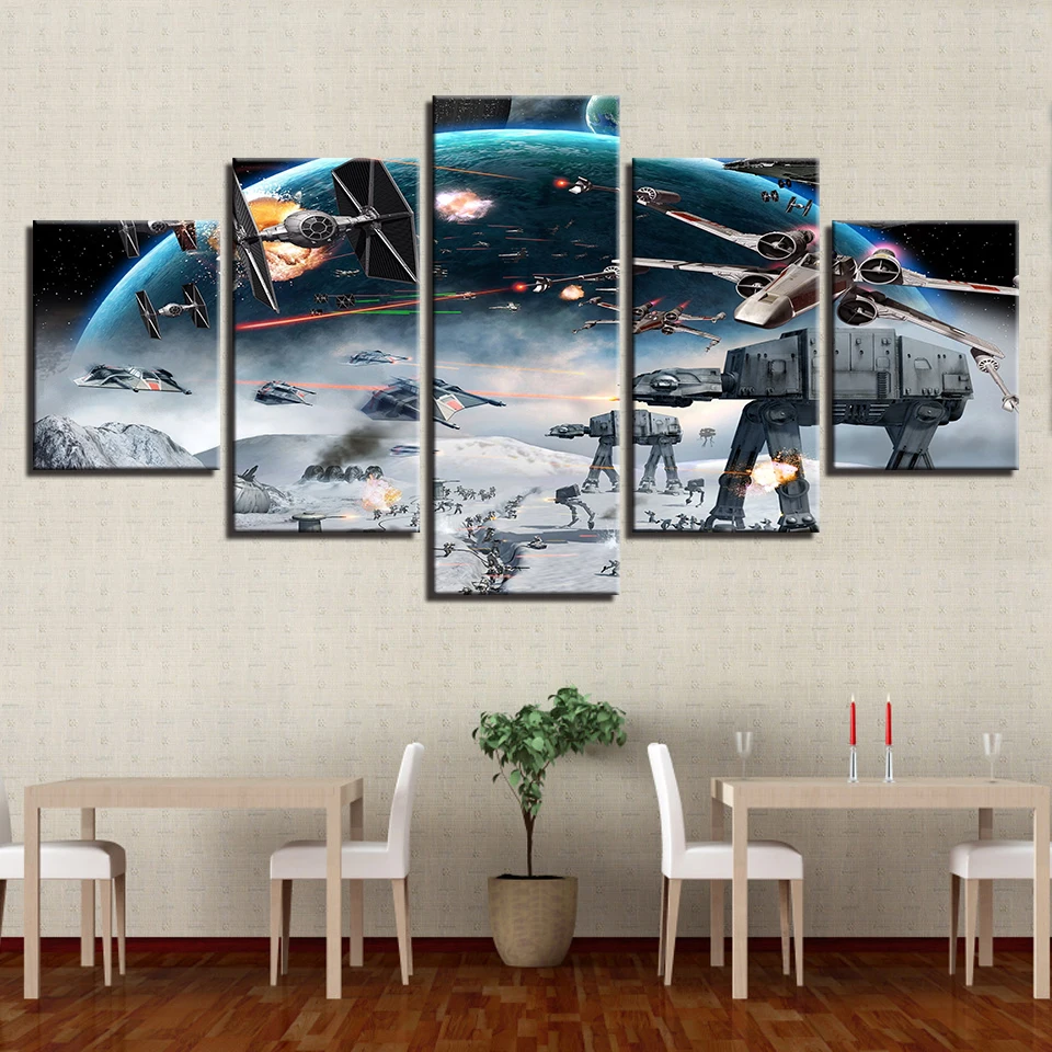 

Canvas Pictures Framework Home Decor HD Prints Paintings 5 Pieces Millennium Falcon X-Wing Star Wars Poster Living Room Wall Art