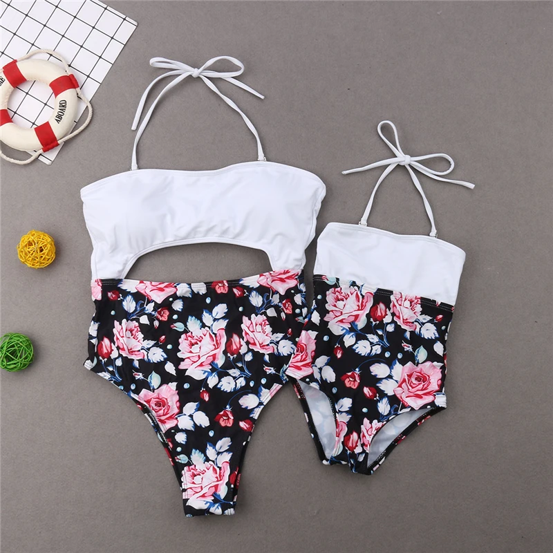 

Mom And Daughter Swimwear Summer Floral Bikini Mother Daughter Matching Swimsuits Monokini Swimsuit Women Bikini Family Clothing