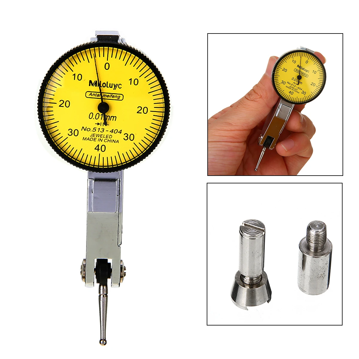 

Portable Mini Lever Dial Gauge Test 0.01mm Resolution Indicator Precision Metric with Dovetail Rails 0-40-0 Measure Tool