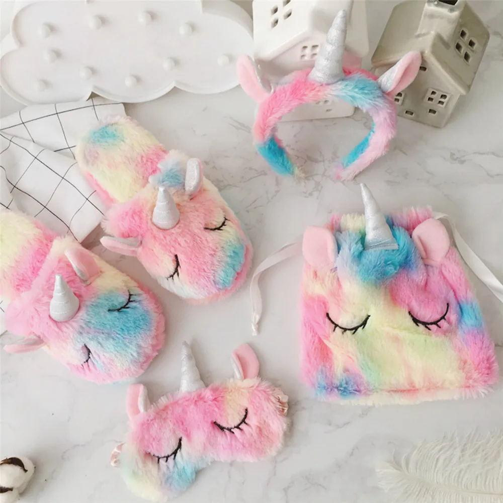 

1pc Super Quality Sweet unicorn eyes mask headband Kawaii Animal Plush Cartoon Christmas Gift Stuffed Unicorn Toys for Children