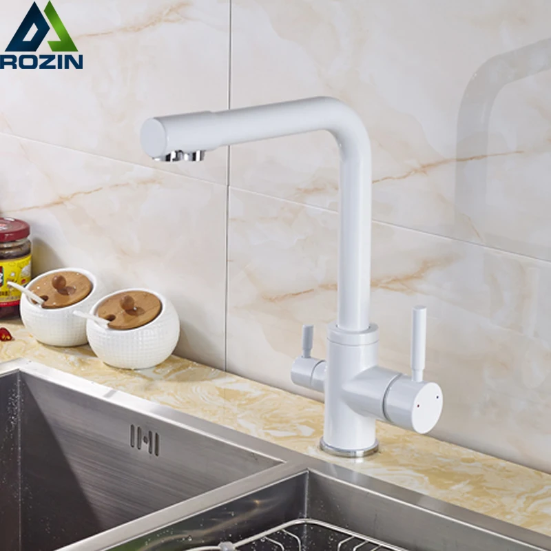 White Kitchen Faucet Purity Kitchen Sink Mixer Tap Beige With Dot Purification Kitchen Water Faucets Drinking Water Tap