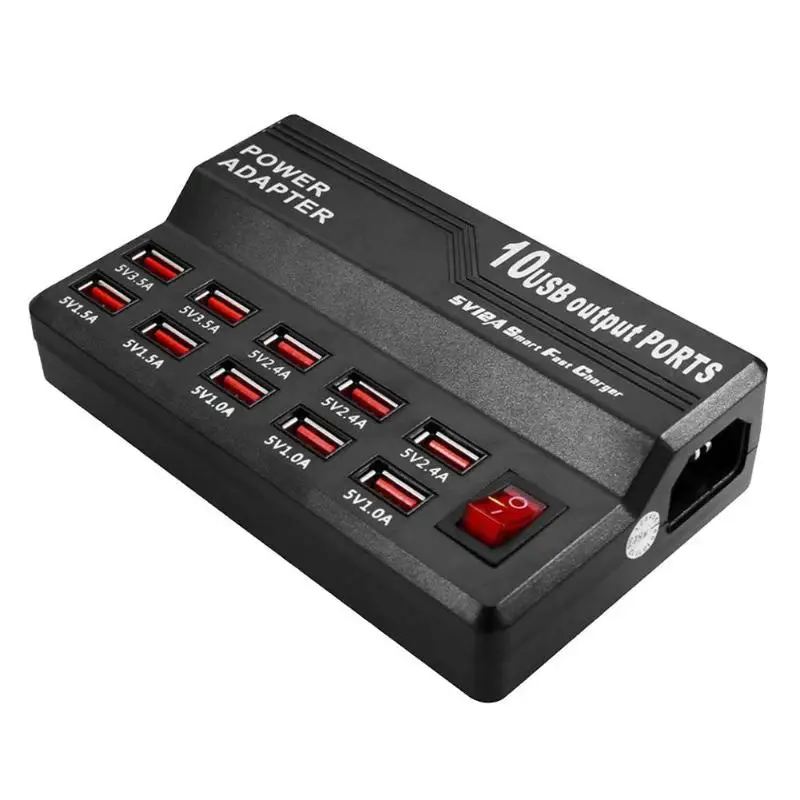 Kopen 10 poorten USB Wall Charger Desktop Intelligente Opladen Stations voor Smart Telefoon Tablet PC Camera EU US plug voor Iphone samsung