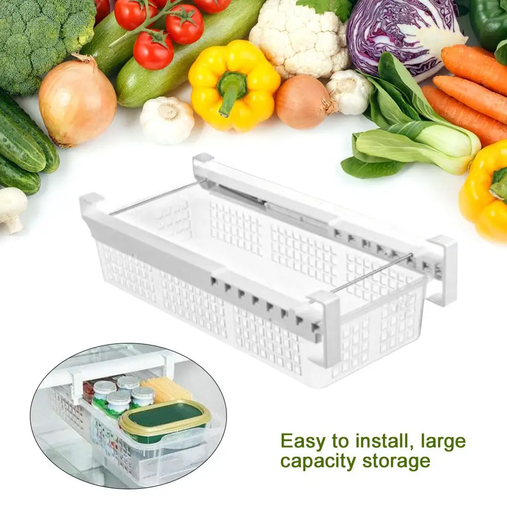 

Refrigerator Storage Rack Pull-out Organizer Egg Drawer Box Retractable Freezer Food Storage Cabinet Space Saving Storage Rack
