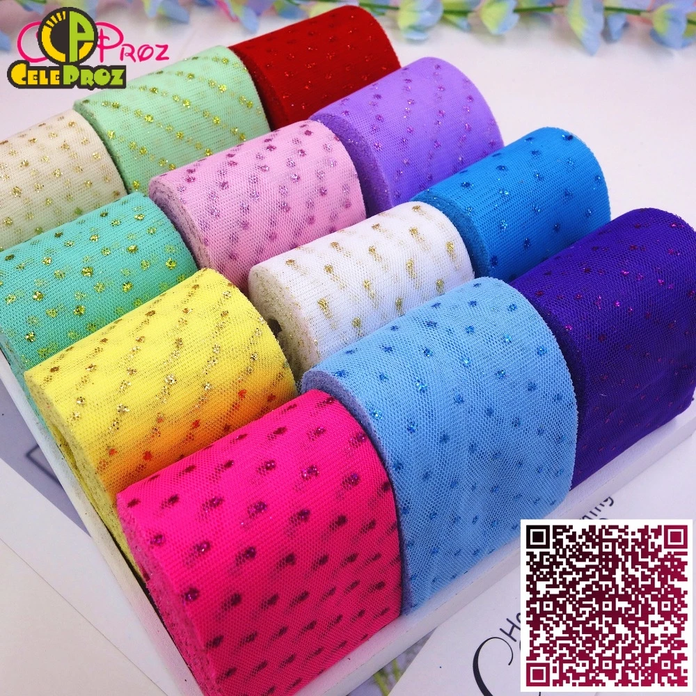 

6cm Glitter Sequin Tulle Ribbon Tulle Mesh Roll DIY Headband Pom Pom Crafts Personalized made Party Decoration Supplies
