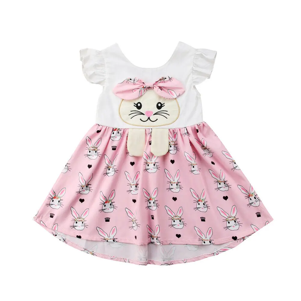 Cute Toddler Kids Baby Girl Dress Easter Rabbit Bunny Dress Princess Party Summer Dress Little Girl Clothing