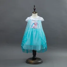 Платье Принцессы Диснея из мультфильма «Холодное сердце»; летнее платье; Новое Детское Сетчатое платье для девочек; платье принцессы